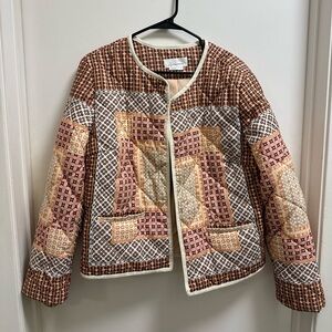 Anthropologie Multicolor Patchwork Bomber Jacket
